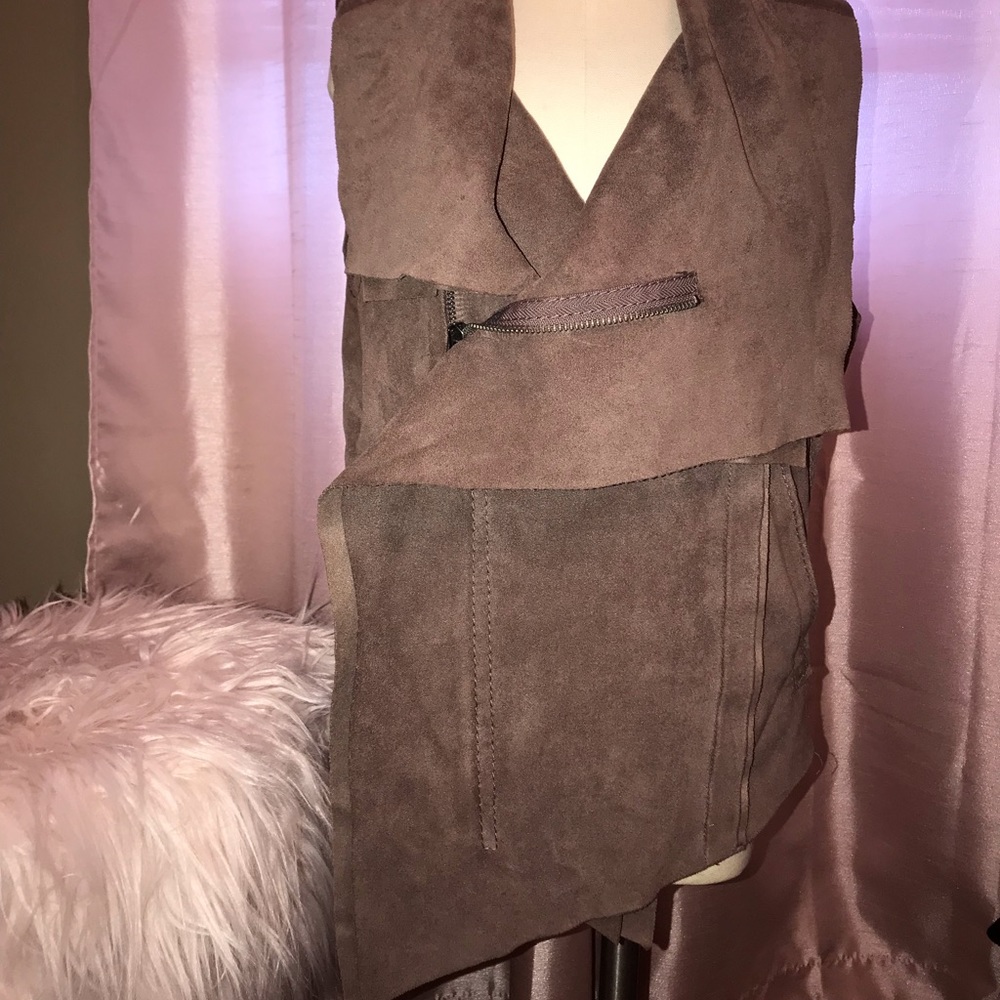 Bcbg Fabian Asymmetrical Faux Suede Vest Jacket View 5